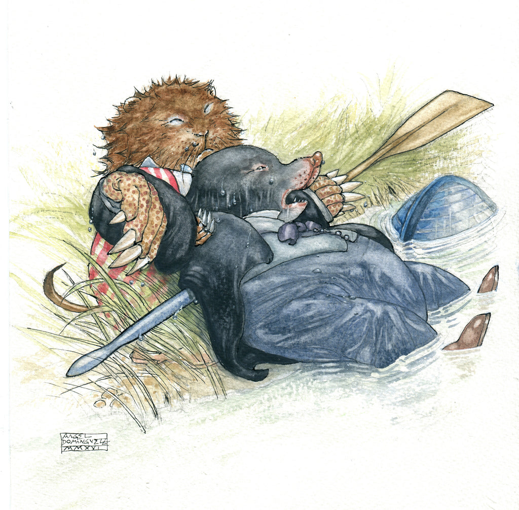 Propelled the helpless animal to shore  - The Wind in the Willows - Angel Dominguez