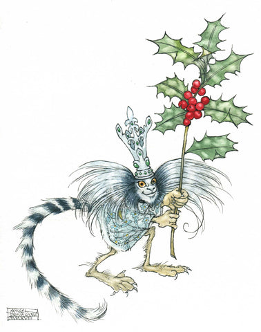 It held a branch of fresh green holly in its hand