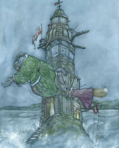 There stood a solitary lighthouse