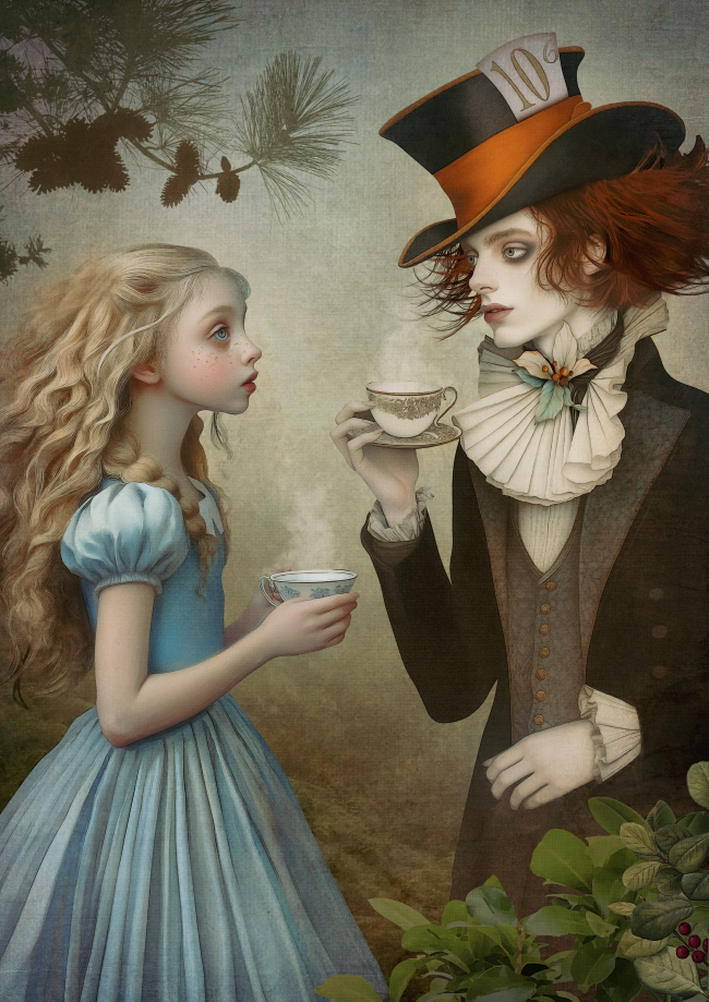 The Mad Hatter and Alice - Alice in Wonderland.