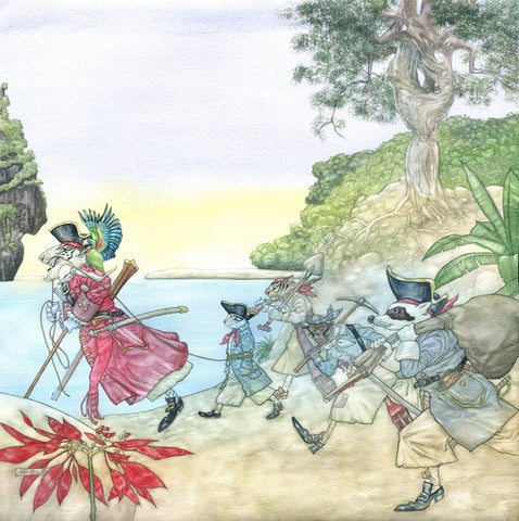 He plucked furiously at the line - Treasure Island