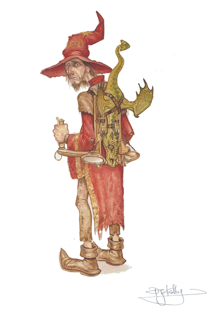 Rincewind - Paul Kidby original illustration for 'The Last Hero'